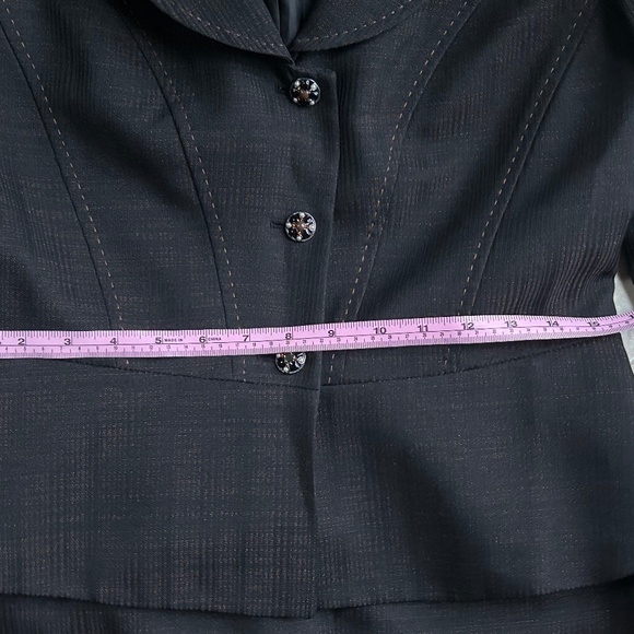 Nine West Classic Skirt Suit, Black Rust Woven Peplum with Stitching, Size 6 - Picture 11 of 16